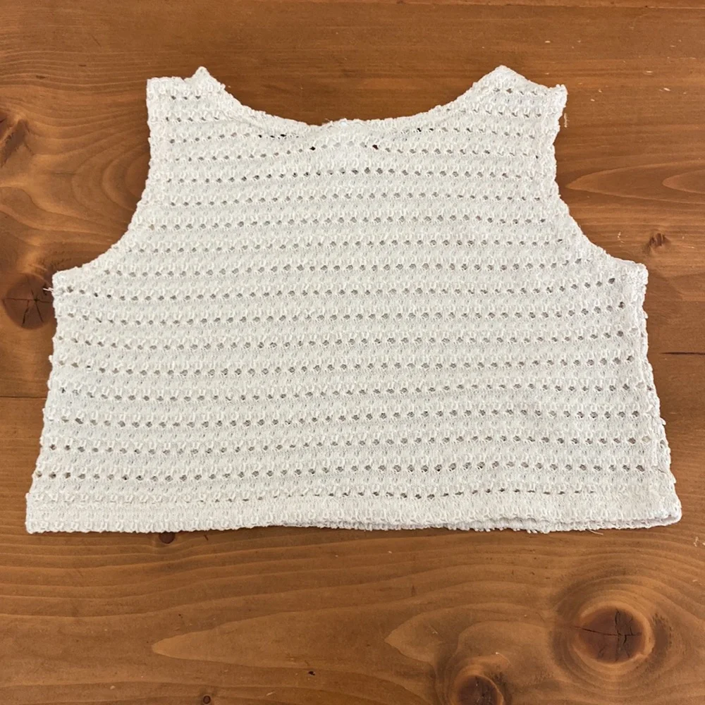 Zara Cream Knit Crop Tank Top - Picture 2 of 5